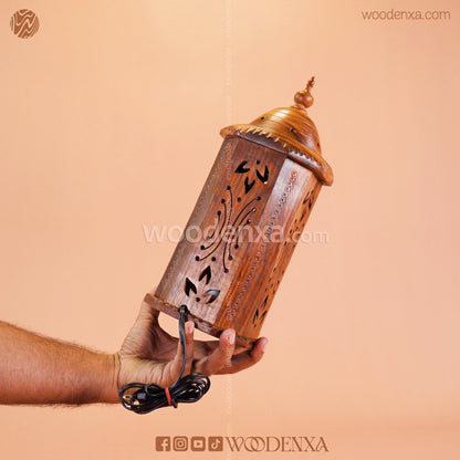 Rounded Wooden Table Lamp | Handcrafted Bedside Light by Woodenxa