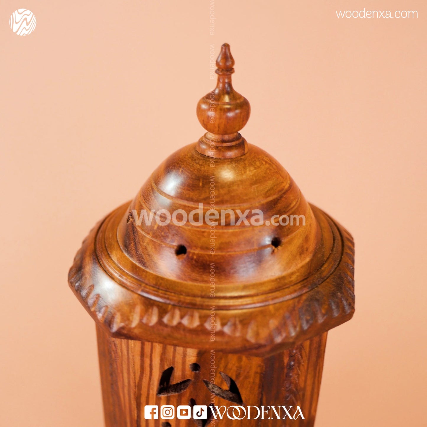 Rounded Wooden Table Lamp | Handcrafted Bedside Light by Woodenxa