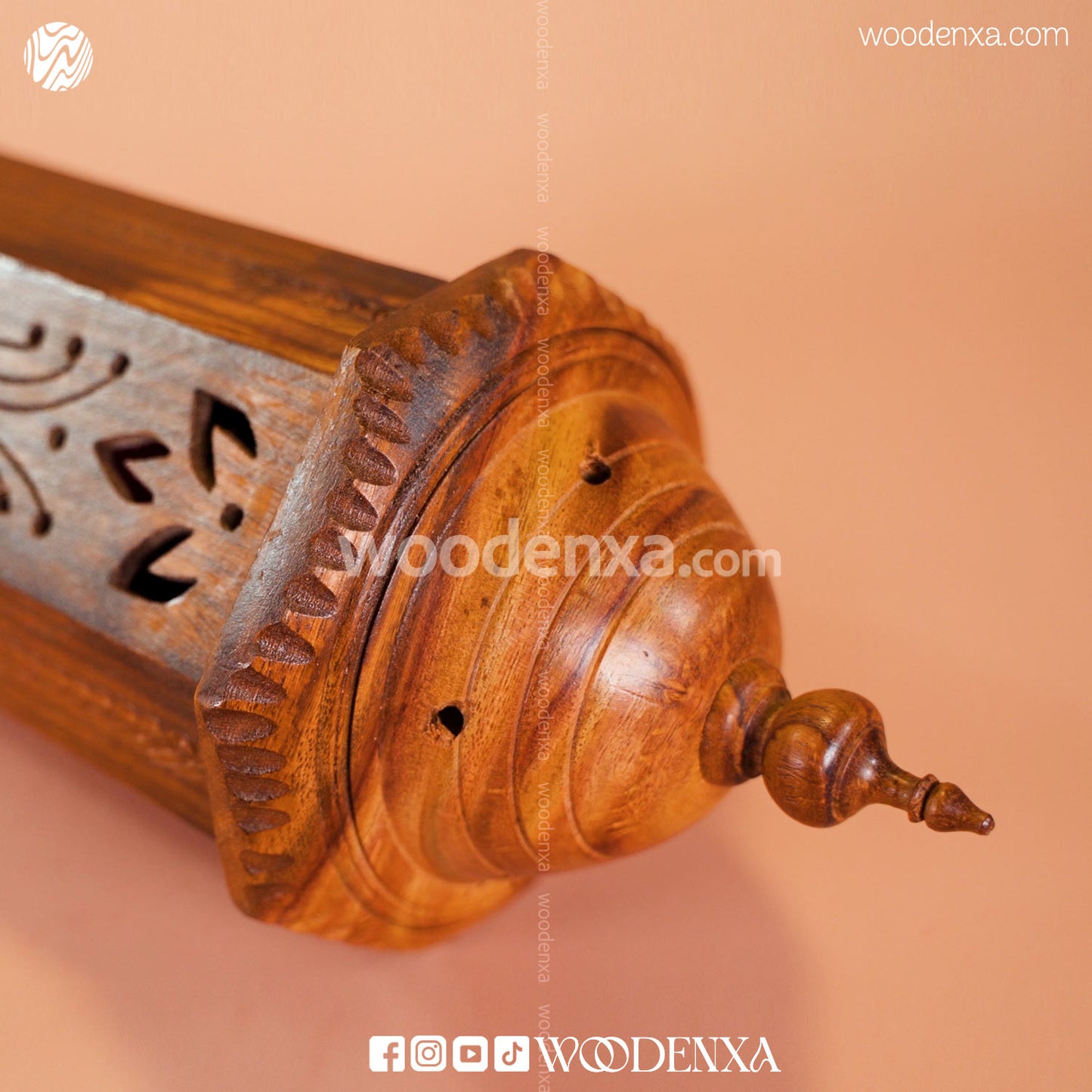 Rounded Wooden Table Lamp | Handcrafted Bedside Light by Woodenxa