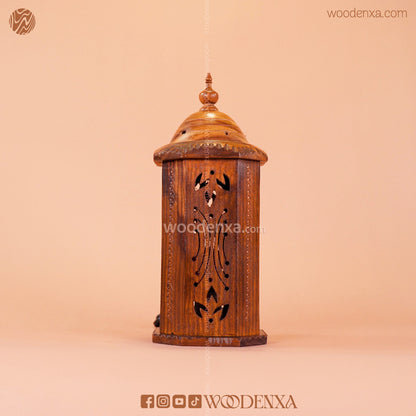 Rounded Wooden Table Lamp | Handcrafted Bedside Light by Woodenxa