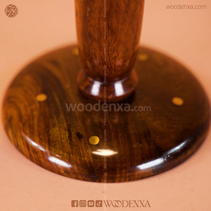 Sheesham Wood Portable Makeup Mirror with Stand & Brass Work | Woodenxa