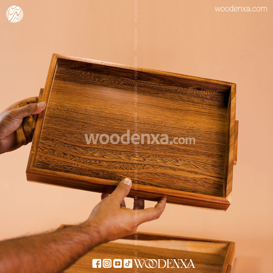 Sheesham Wooden Tray Set of 4 – Handcrafted Serving Trays for Kitchen & Dining Table | Woodenxa