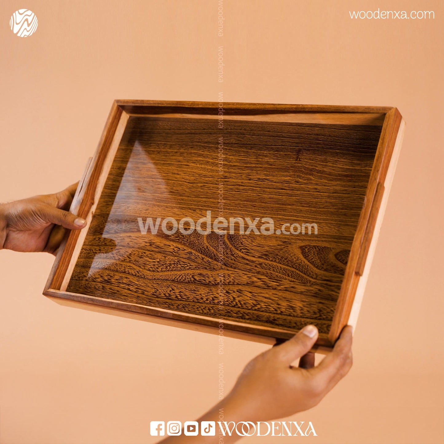 Sheesham Wooden Tray Set of 4 – Handcrafted Serving Trays for Kitchen & Dining Table | Woodenxa