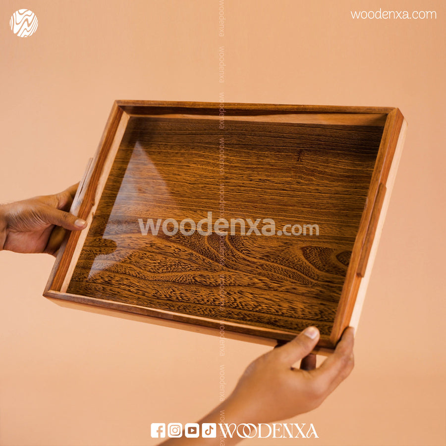 Sheesham Wooden Tray Set of 4 – Handcrafted Serving Trays for Kitchen & Dining Table | Woodenxa