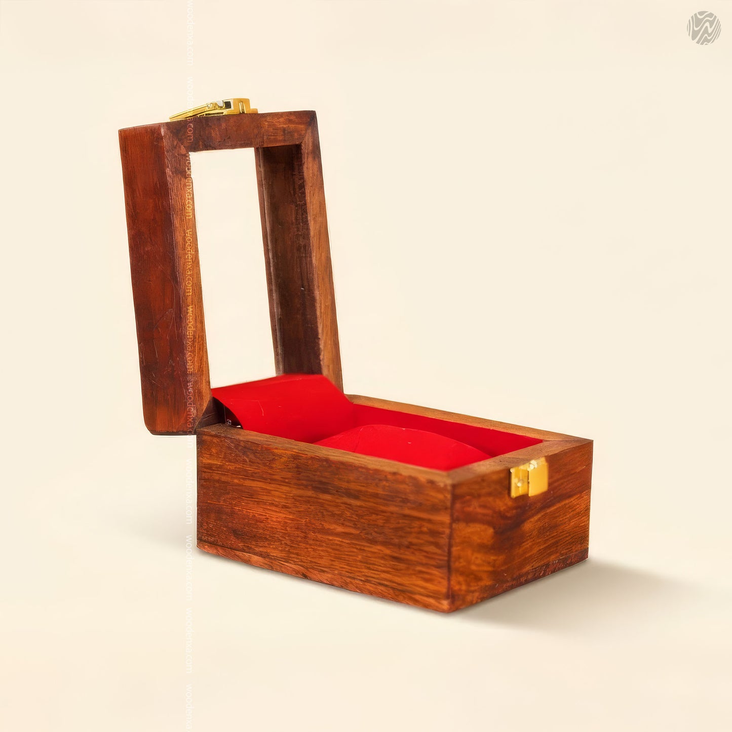 1 Wooden Watch Box with Glass Top & Golden Button | Handmade Sheesham Wood by Woodenxa