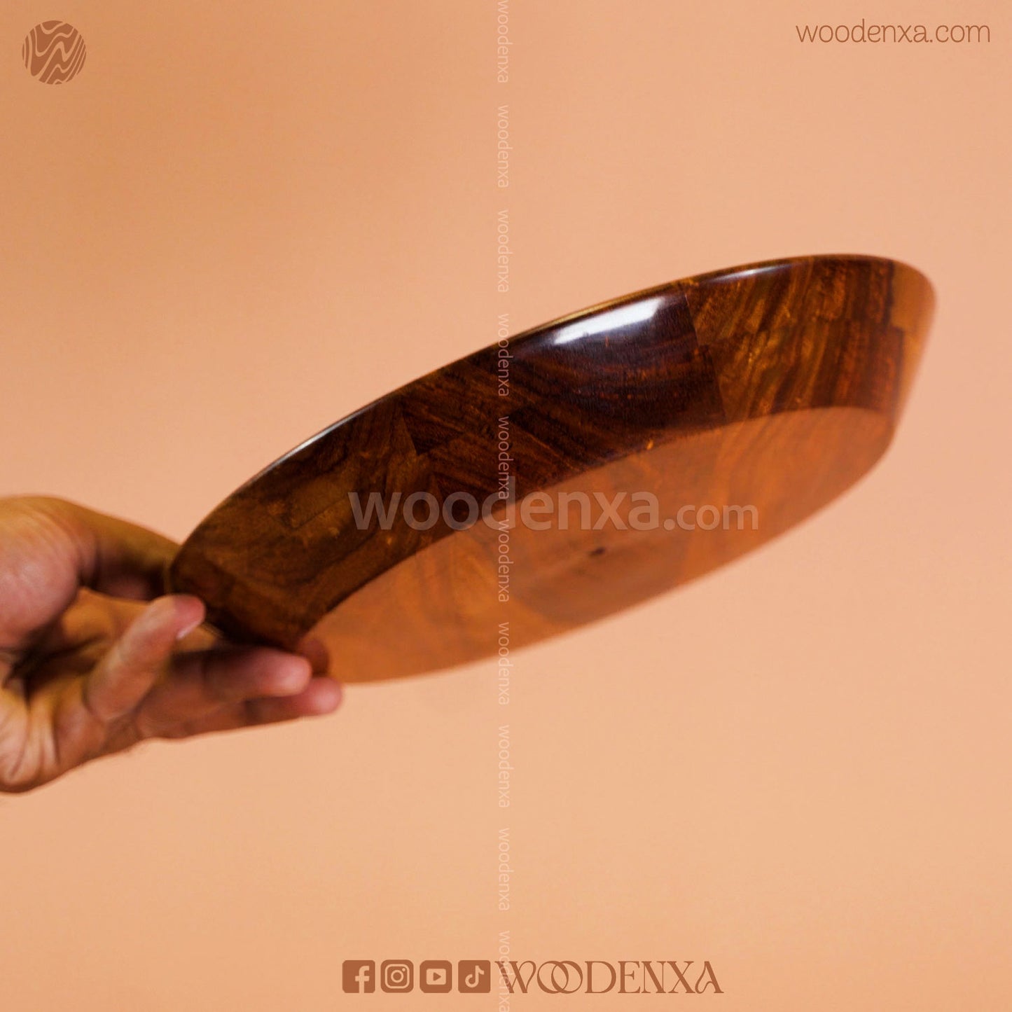 Wooden 3 Plate Set with Artistic Brass Work | Handmade by Woodenxa