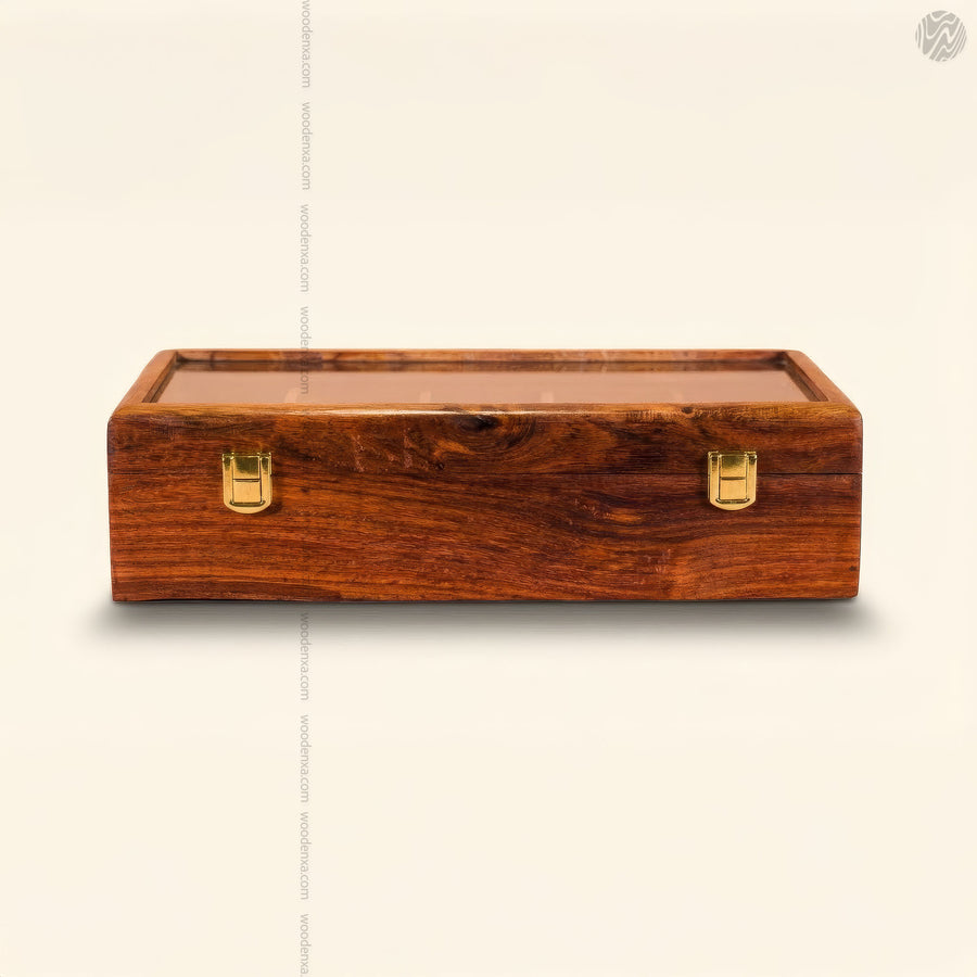 5 Watch Wooden Box with Acrylic Glass Top | Handmade by Woodenxa