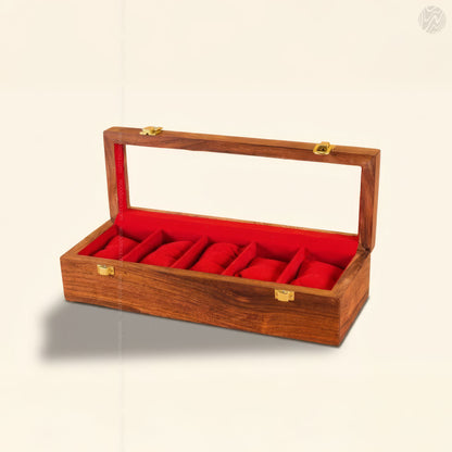 5 Watch Wooden Box with Acrylic Glass Top | Handmade by Woodenxa