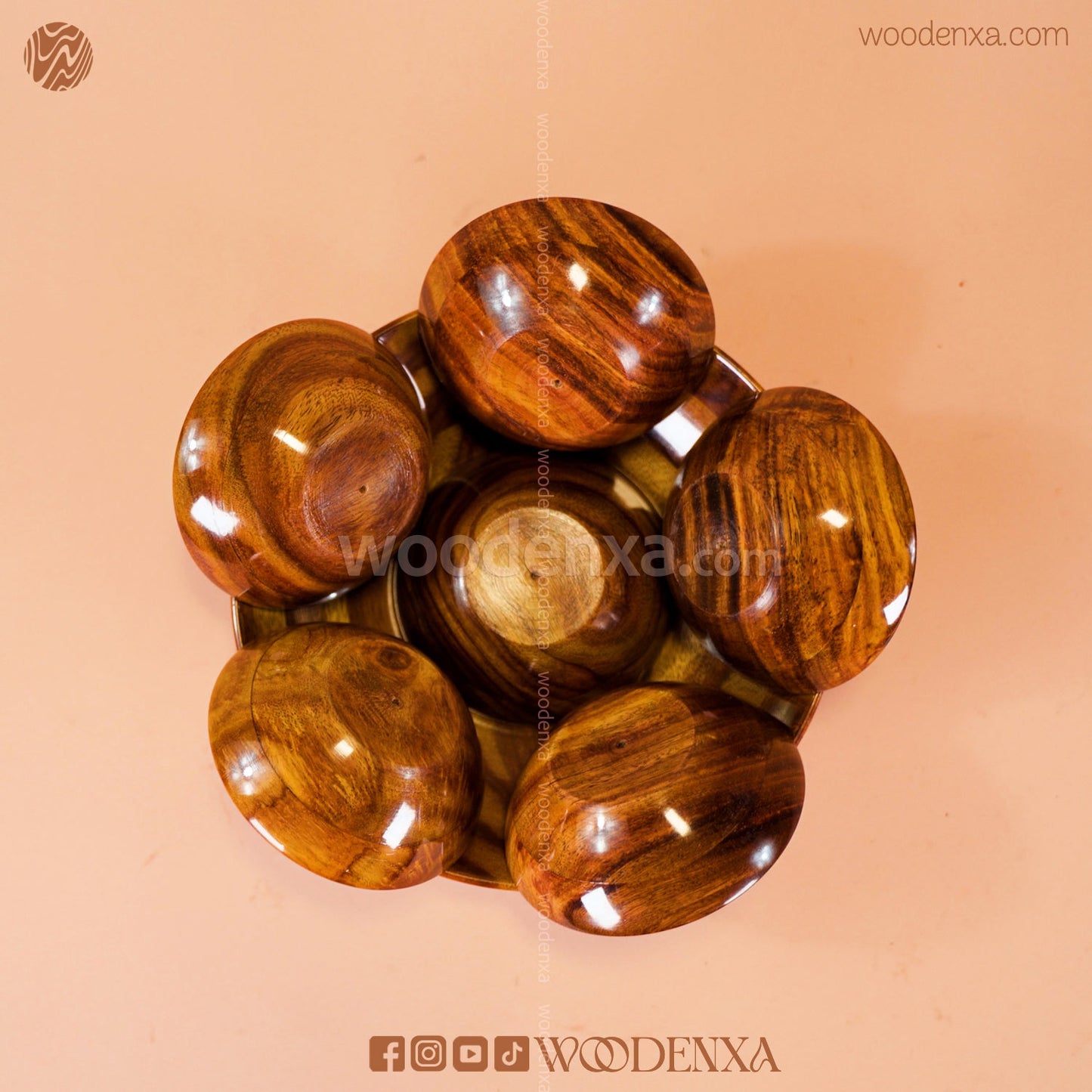 Wooden Bowls Set of 7 Pieces | Handmade Serving & Kitchen Bowls by Woodenxa