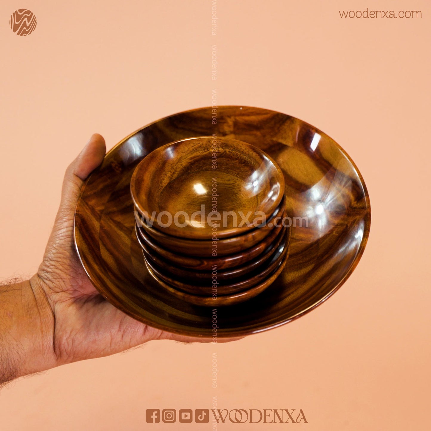 Wooden Bowls Set of 7 Pieces | Handmade Serving & Kitchen Bowls by Woodenxa
