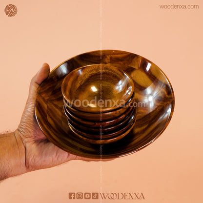 Wooden Bowls Set of 7 Pieces | Handmade Serving & Kitchen Bowls by Woodenxa