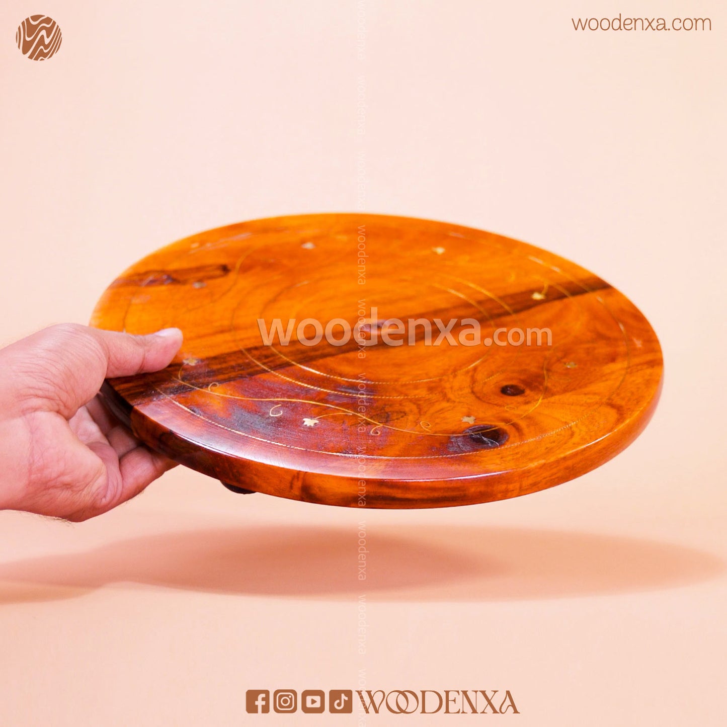 Wooden Chakla Belan Roti Maker with Brass Work | Handmade by Woodenxa