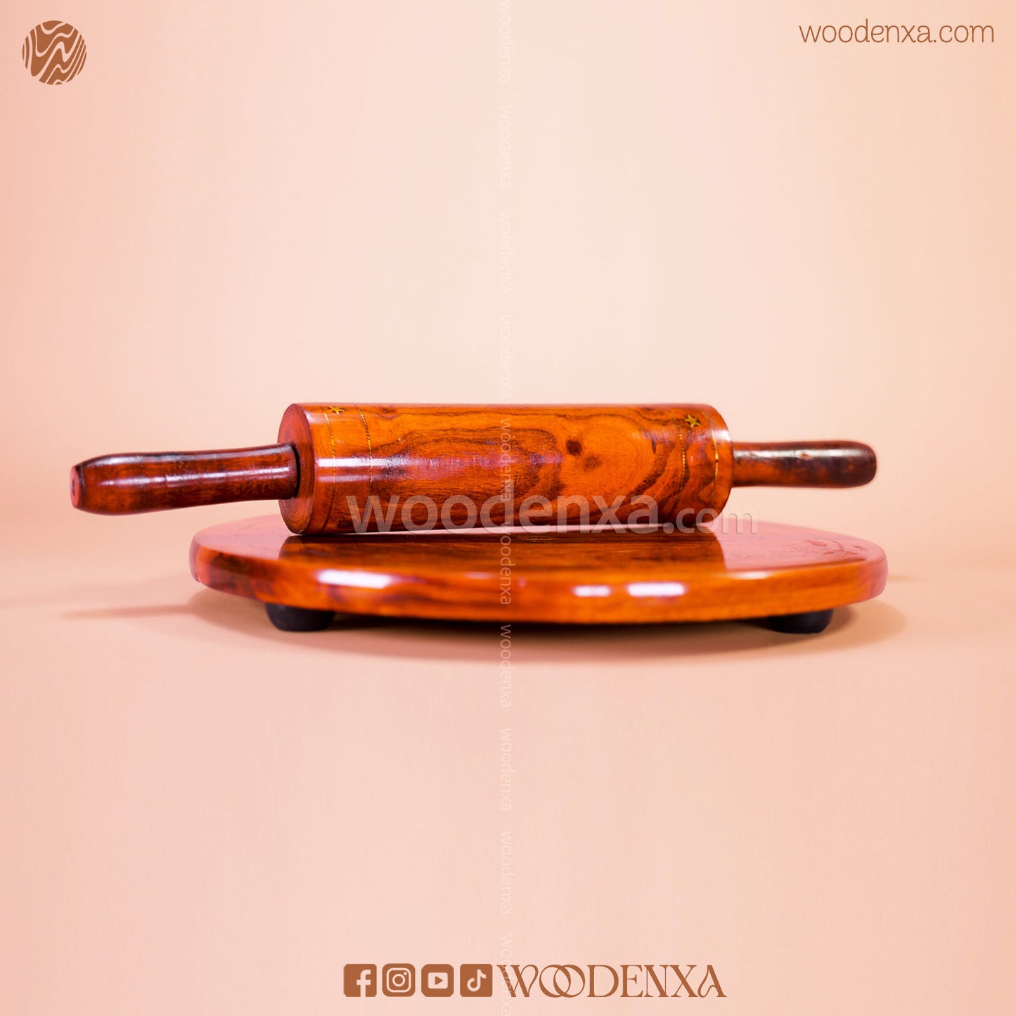 Wooden Chakla Belan Roti Maker with Brass Work | Handmade by Woodenxa