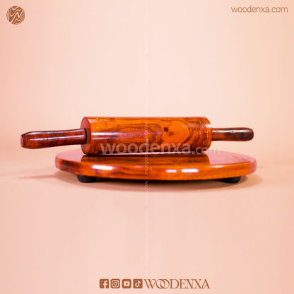 Wooden Chakla Belan Roti Maker with Brass Work | Handmade by Woodenxa