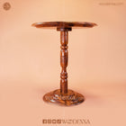Wooden Coffee Table Brass Inlay 18 Inch | Hand-Carved Round Table by Woodenxa