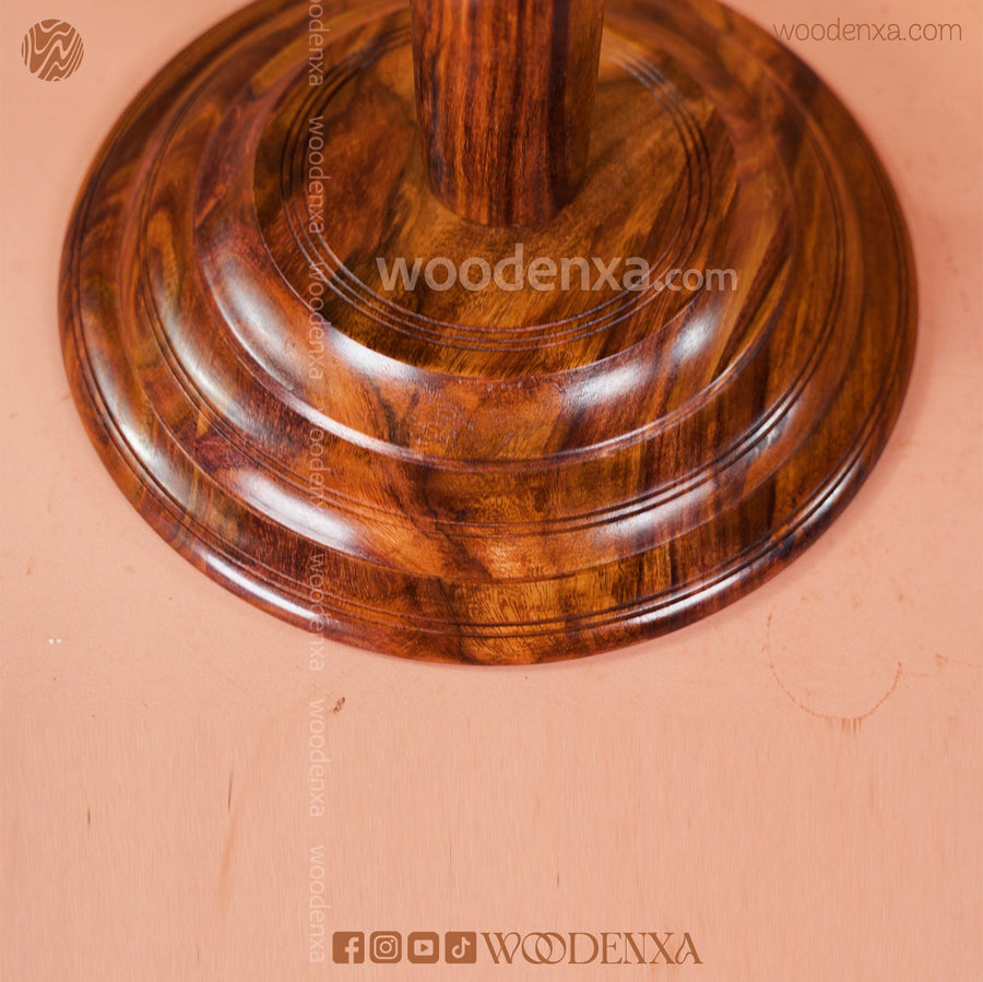 Wooden Coffee Table Brass Inlay 18 Inch | Hand-Carved Round Table by Woodenxa
