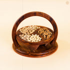 Wooden Handmade Dry Fruit Basket 3 Portion 12 inch | Spring Design by Woodenxa