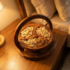 Wooden Handmade Dry Fruit Basket 3 Portion 12 inch | Spring Design by Woodenxa