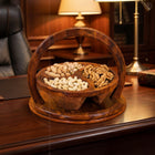 Wooden Handmade Dry Fruit Basket 3 Portion 12 inch | Spring Design by Woodenxa