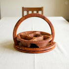Wooden Handmade Dry Fruit Basket 5 Portions 12 inch | Spring Design by Woodenxa