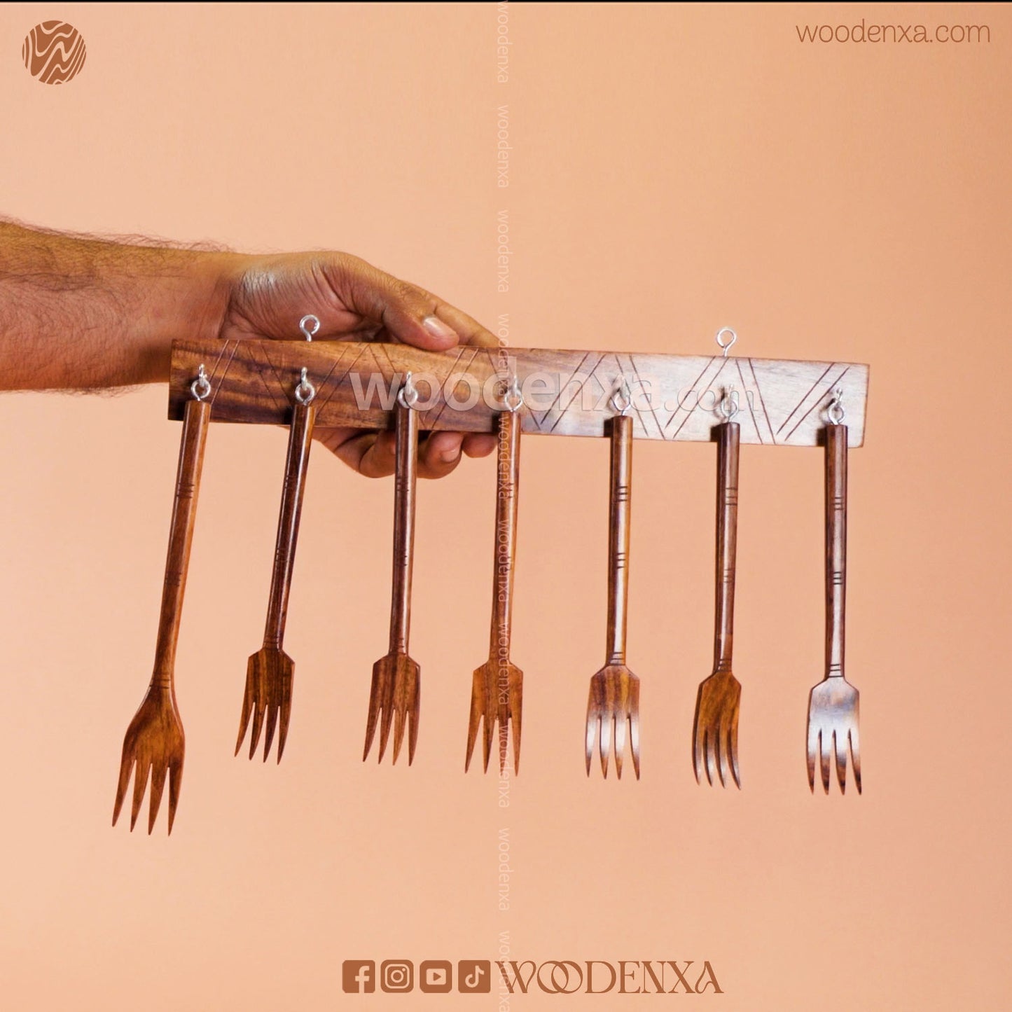 Wooden Fork Set – 7 Pcs | Handmade Kitchen Utensils by Woodenxa