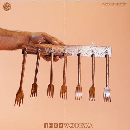 Wooden Fork Set – 7 Pcs | Handmade Kitchen Utensils by Woodenxa