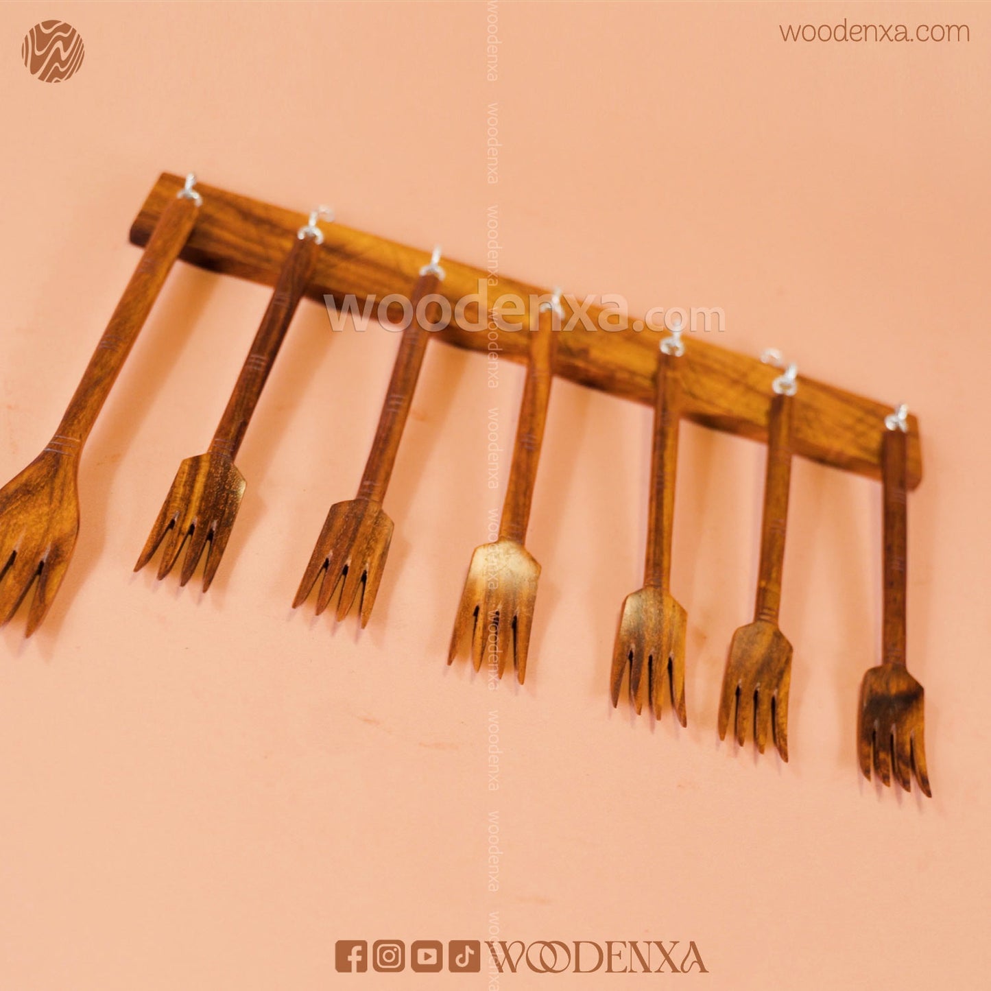 Wooden Fork Set – 7 Pcs | Handmade Kitchen Utensils by Woodenxa