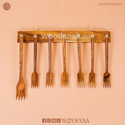 Wooden Fork Set – 7 Pcs | Handmade Kitchen Utensils by Woodenxa