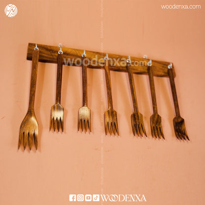 Wooden Fork Set – 7 Pcs | Handmade Kitchen Utensils by Woodenxa