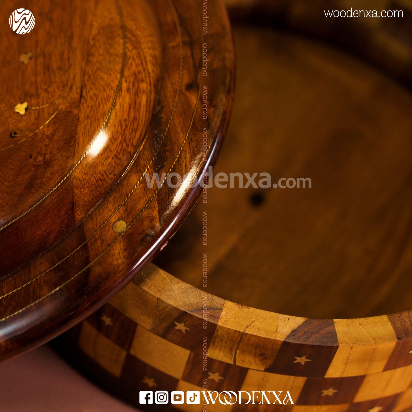 Wooden Hot Pot – Tukri Style with Brass Work | Handmade by Woodenxa