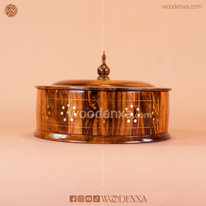 Wooden Hot Pot with Brass Work – Steel Container & Insulated Food Warmer | Woodenxa