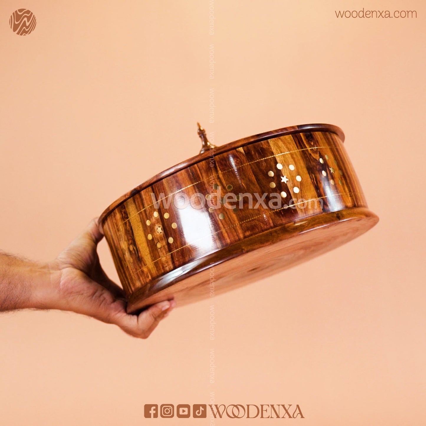 Wooden Hot Pot with Brass Work – Steel Container & Insulated Food Warmer | Woodenxa