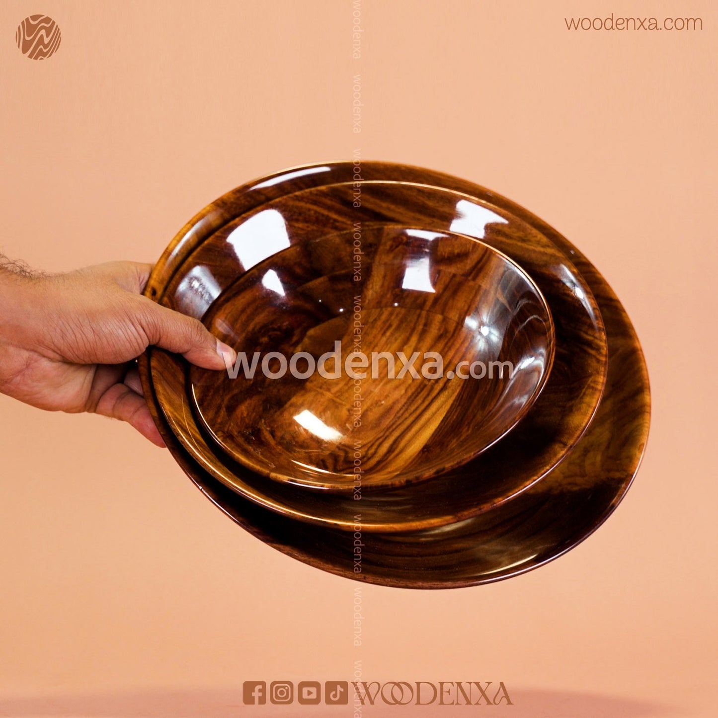 Wooden Kitchen Bowl Set – Pack of 3 Different Sizes | Handmade by Woodenxa