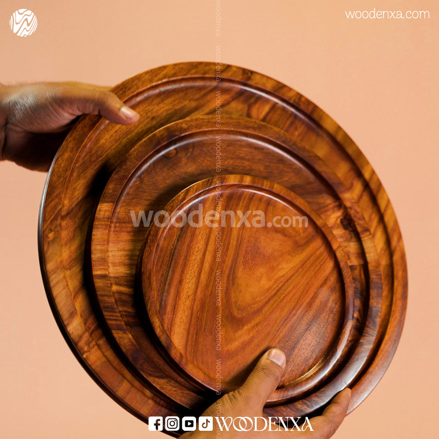 Wooden Pizza Pan – Set of 3 | Handmade by Woodenxa