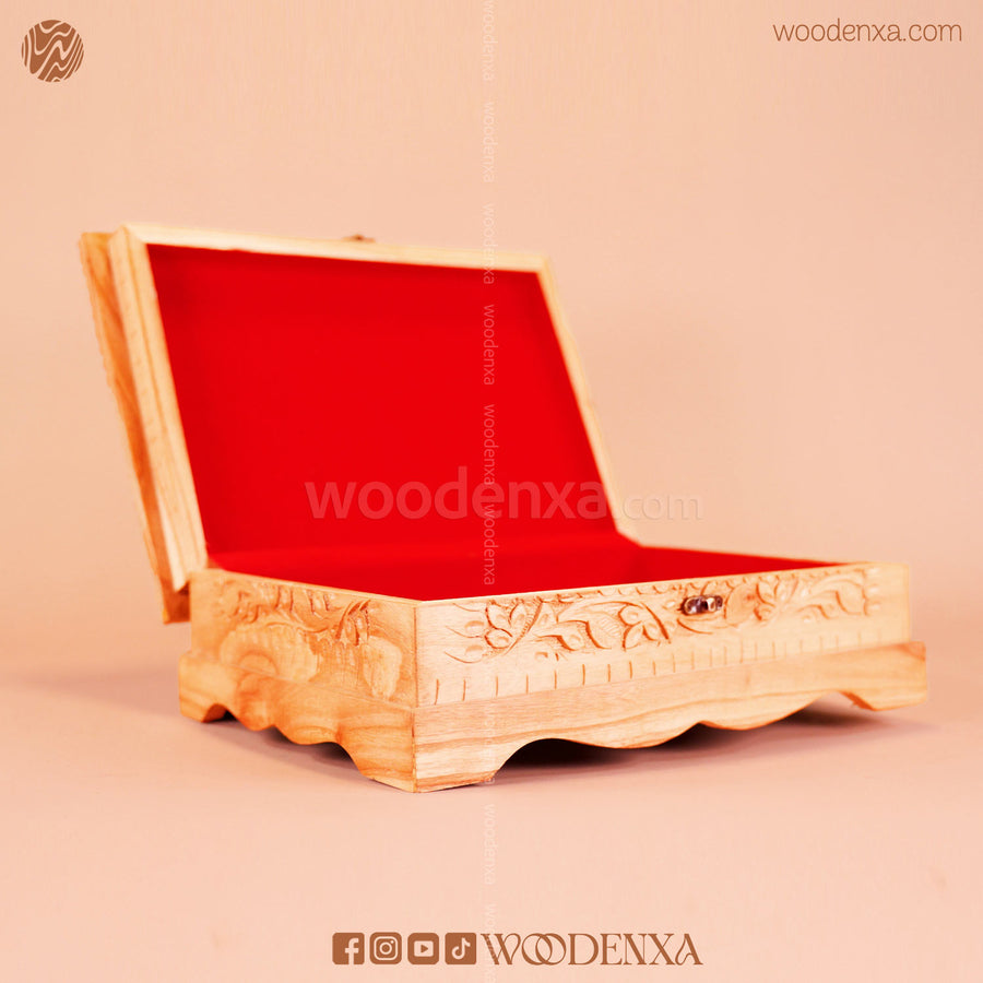 Wooden Quran Box & Rahel 2 in 1 – Neem Wood Handcrafted Carving | Woodenxa