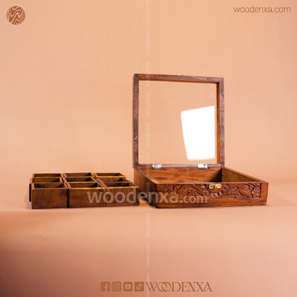 Wooden Spice Box – 9 Compartments | Masala Dabba for Kitchen by Woodenxa