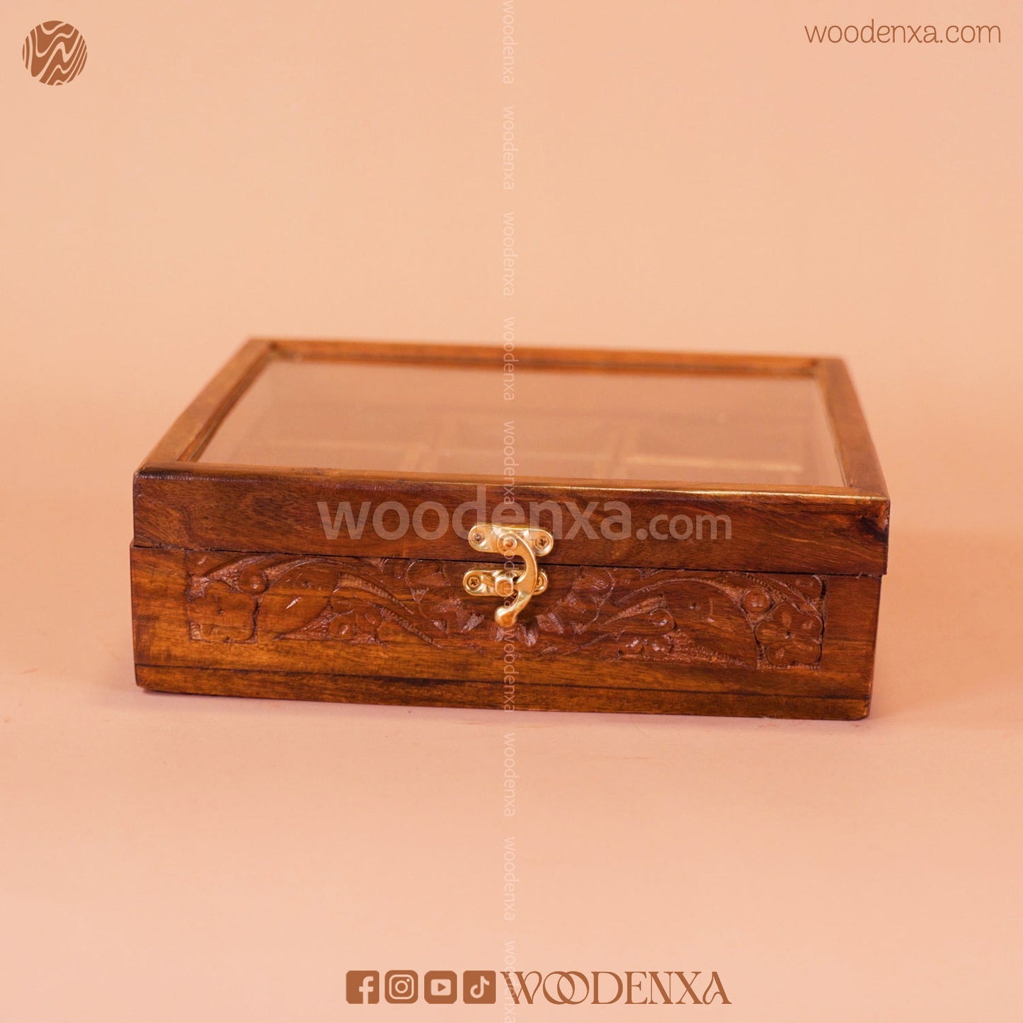 Wooden Spice Box – 9 Compartments | Masala Dabba for Kitchen by Woodenxa
