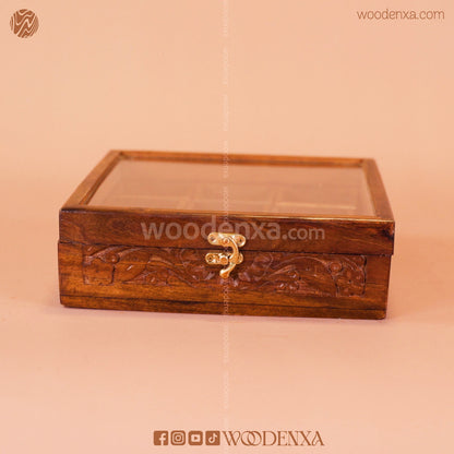 Wooden Spice Box – 9 Compartments | Masala Dabba for Kitchen by Woodenxa