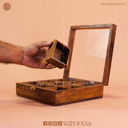Wooden Spice Box – 9 Compartments | Masala Dabba for Kitchen by Woodenxa