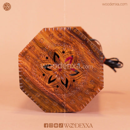 Wooden Table Lamp with Beautiful Carving | Unique Handmade Design by Woodenxa
