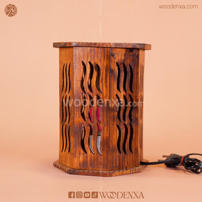 Wooden Table Lamp with Beautiful Carving | Unique Handmade Design by Woodenxa