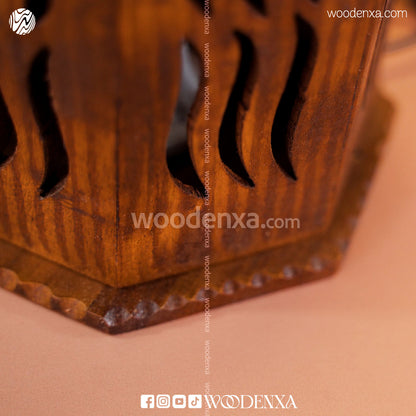Wooden Table Lamp with Beautiful Carving | Unique Handmade Design by Woodenxa