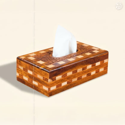 Wooden Tissue Box Tukri Design | Rustic Handmade Aesthetic by Woodenxa